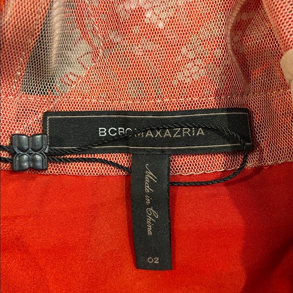 BCBG Dark Poppy Layton Lace and Faux Leather Dress - Picture 6 of 6